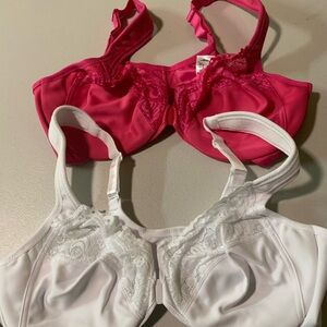 Glamorise Pink and White Lace Bras
